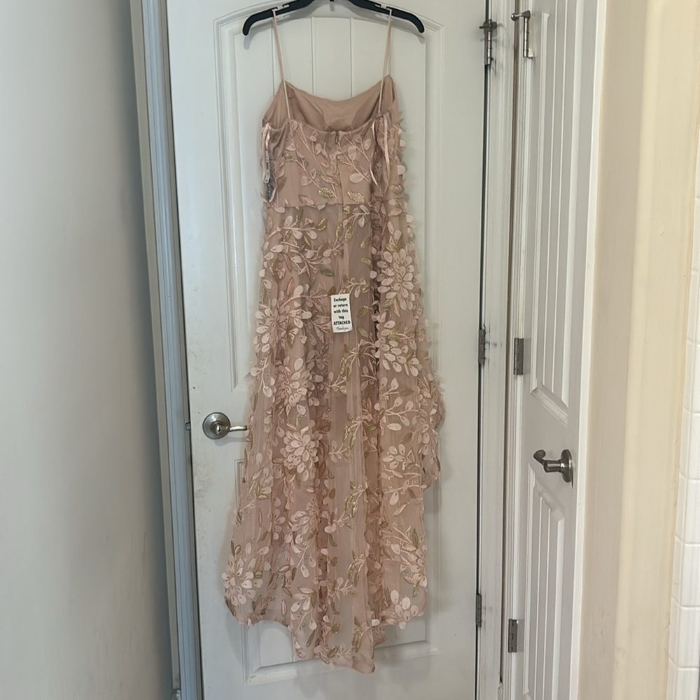 Xscape Womens Floral Metallic Evening Dress Pink 14 - Picture 6 of 11